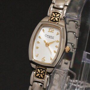 Caravelle Ladies Casual Quartz Watch Two Tone Raised Floral Design 17mm